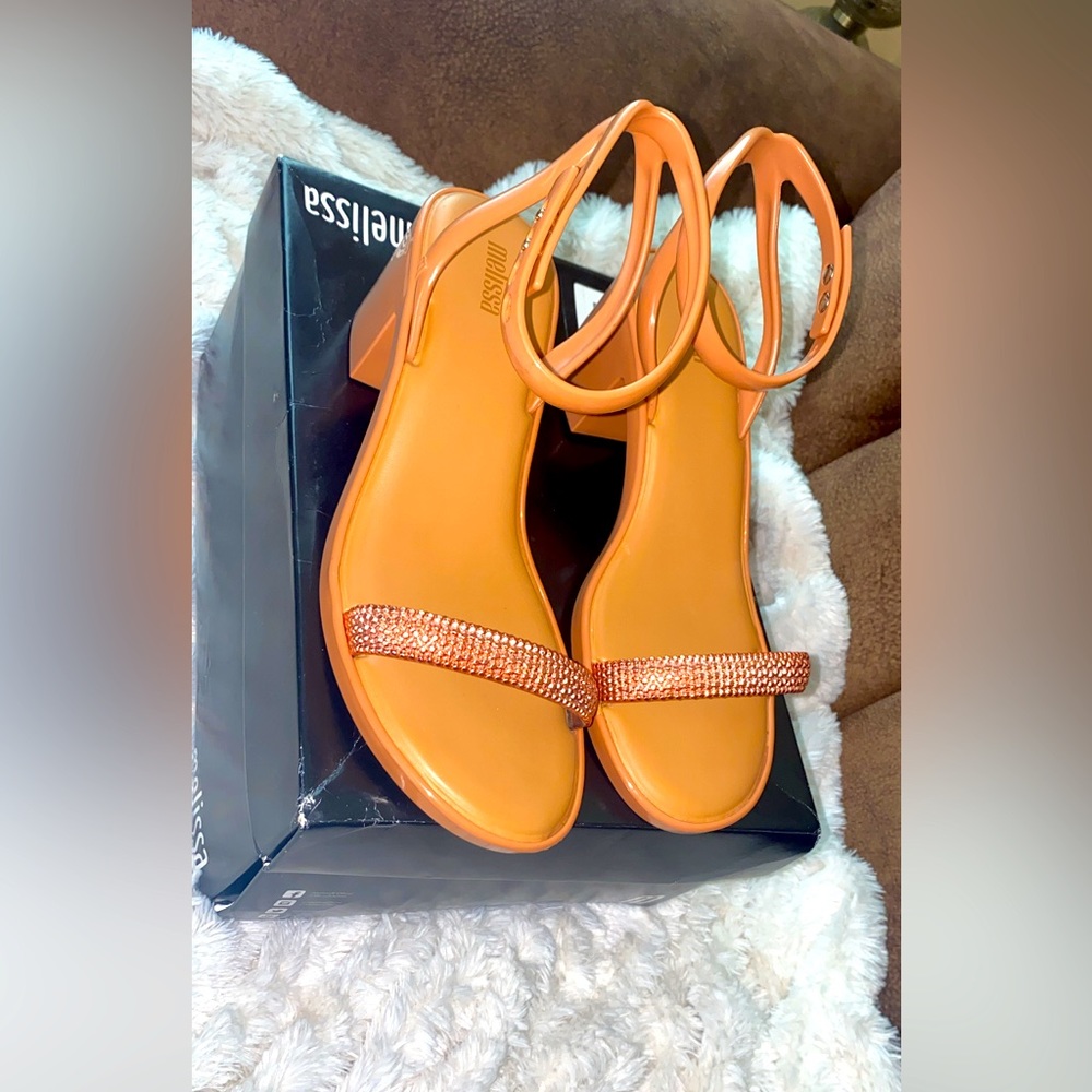 Melissa Shiny heel sandals size 8 new never used